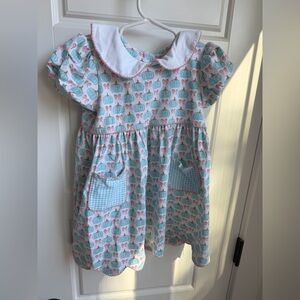 Shrimp & Grits Kids Girls Collared Pumpkin Dress Pastels 4T